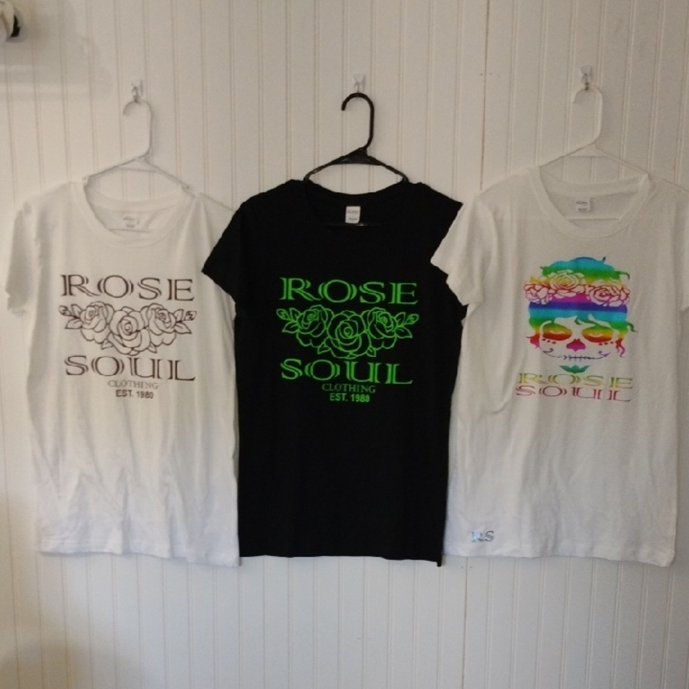3 Pack Ladies Graphic T-Shirts - Black, White